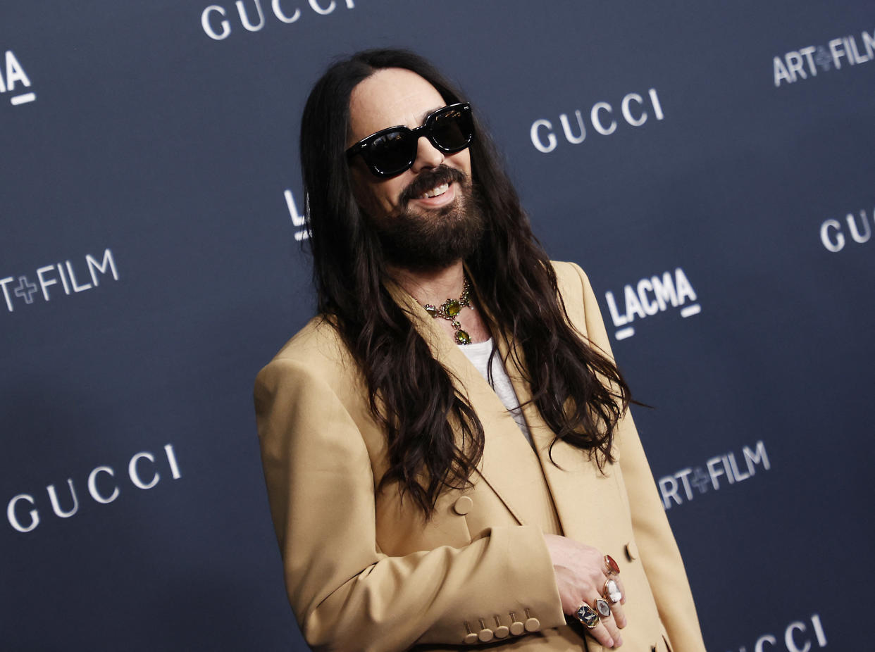 Italian fashion designer Alessandro Michele with long hair and beard wearing sunglasses at the 11th Annual LACMA Art+Film Gala in Los Angeles, California on November 5, 2022.