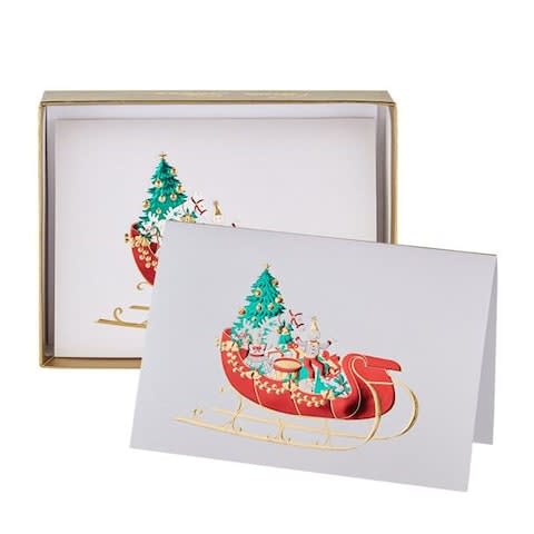 Paula Skene Toy Sleigh Christmas Cards - pack of 8 from Harrods - Credit: Smythson