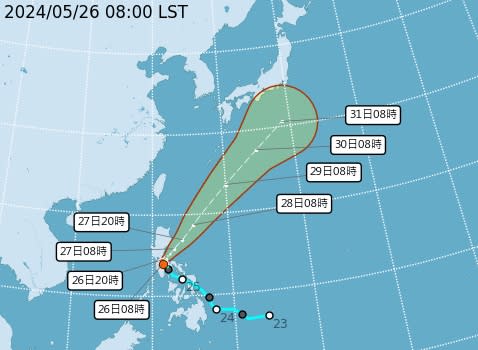 中央氣象署公布「艾維尼」最新路徑。（圖／翻攝自氣象署官網）