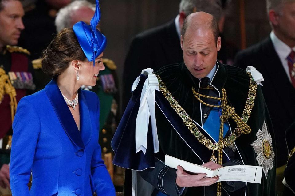 <p>ANDREW MILLIGAN/POOL/AFP via Getty Images</p> Kate Middleton and Prince William at the National Service of Thanksgiving and Dedication at St Giles