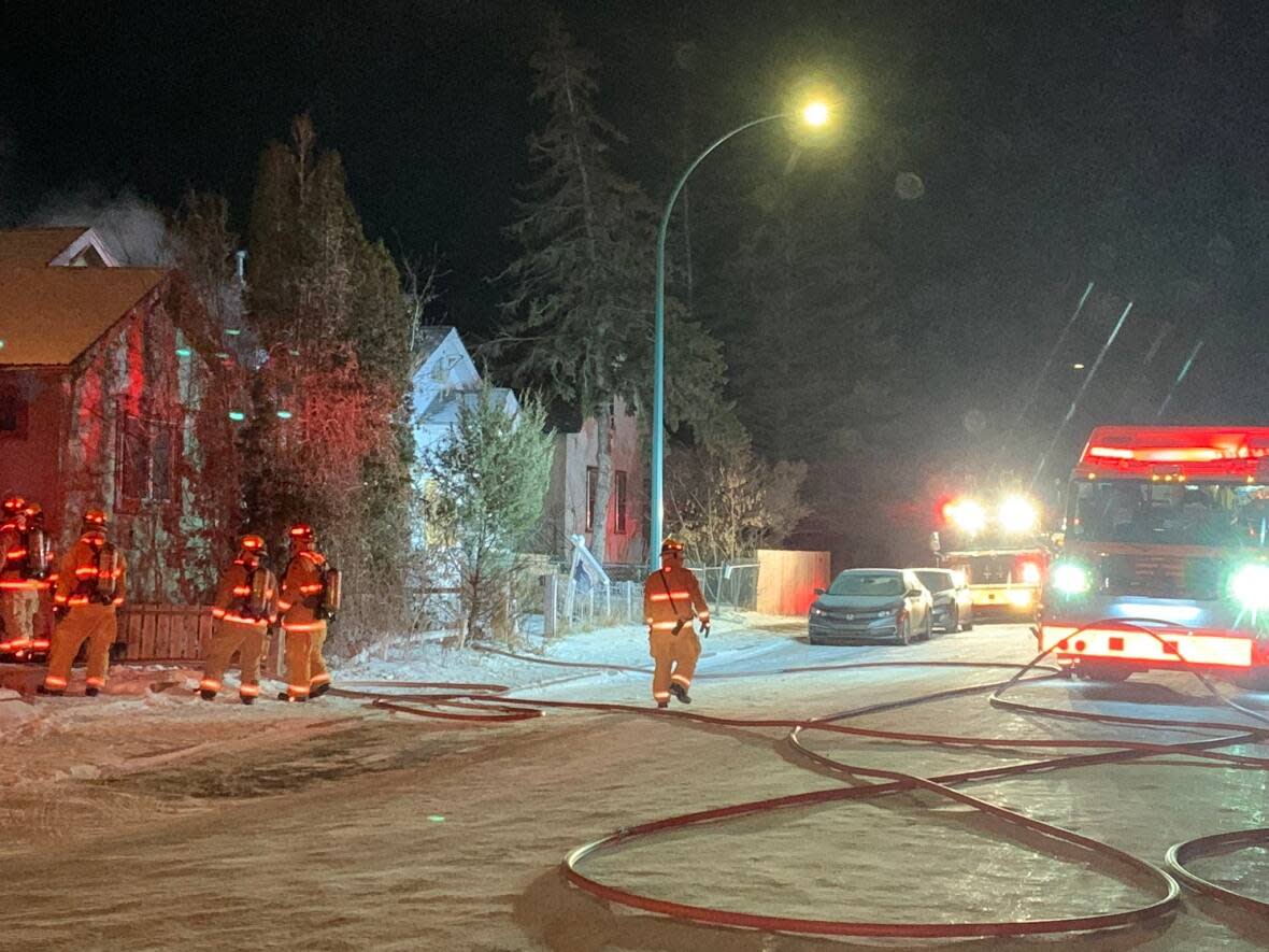 Police say a body was found at the scene of a house fire in the 1600 Block of Montreal Street on Dec. 20, 2021.  (Regina Fire/Twitter - image credit)