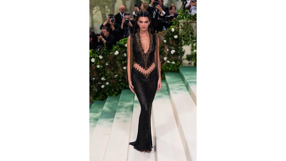 Kendall Jenner at the Met Gala wearing vintage Givenchy by Alexander McQueen