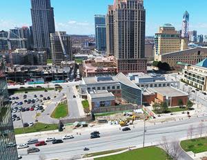 Areial view of Mississauga YMCA located in the Mississauga City Centre. Shutterstock, Kurt Jurgen.