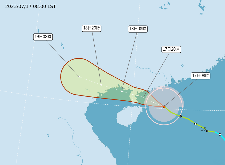 今年第4號颱風「泰利」估計在今(17)日下午增強為中颱