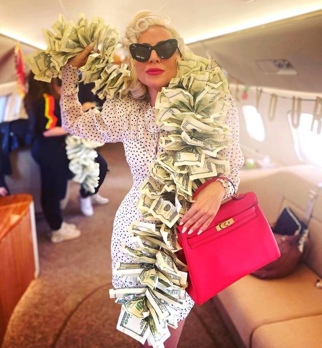 Lady Gaga Dons Boa Made of $100 Bills for Private Flight to Las Vegas Ahead  of Rumored Residency