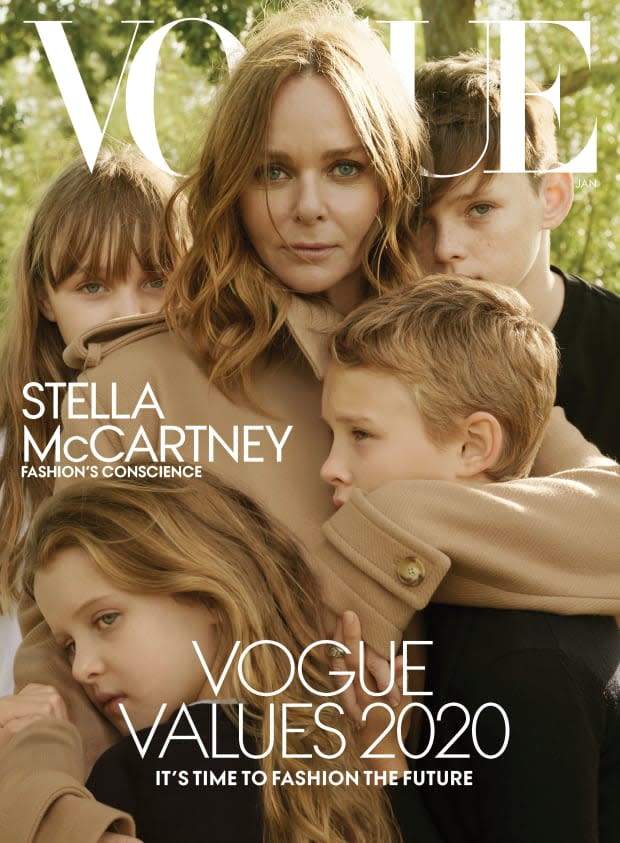 Stella McCartney and her children cover the January 2020 issue of 'Vogue.' Photo: Annie Leibovitz for 'Vogue'