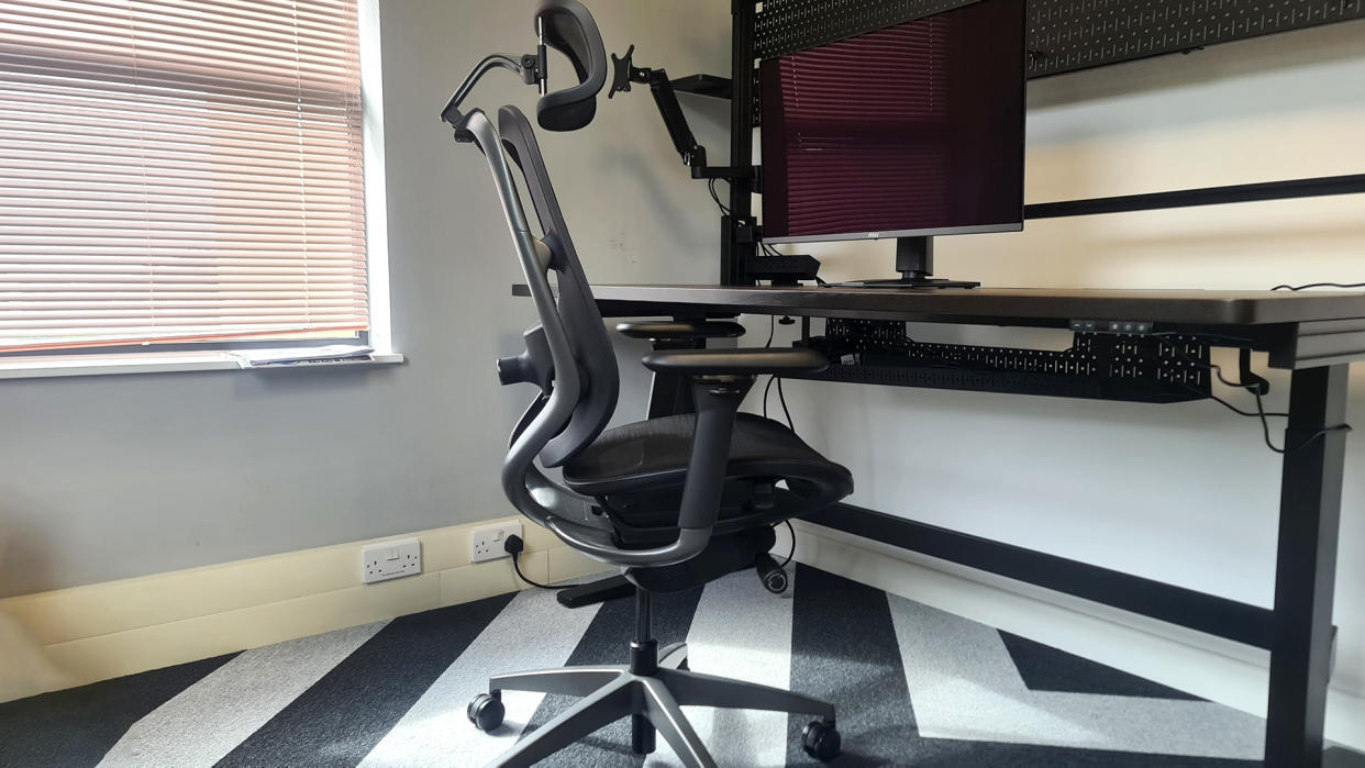  Razer Fujin Pro gaming chair at a desk. 