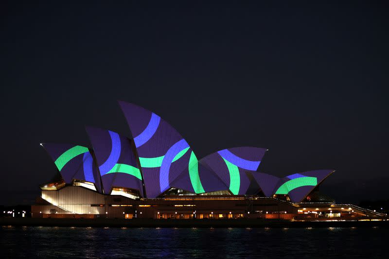 The Sydney Opera House lights up in celebration of Australia and New Zealand's joint bid to host the FIFA Women's World Cup 2023, in Sydney