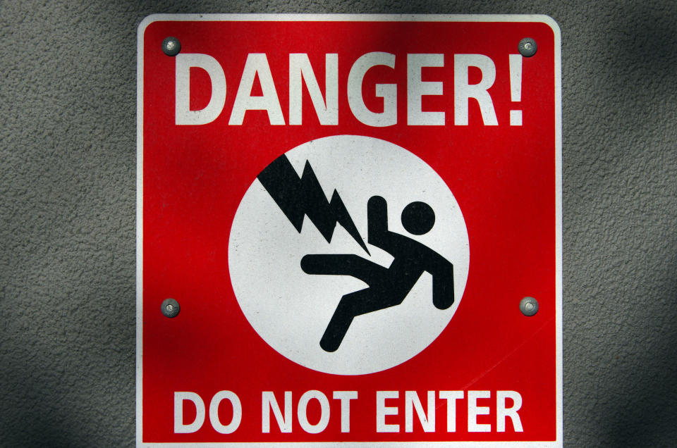 Pictured: Warning sign saying "DANGER DO NOT ENTER". Image: Getty