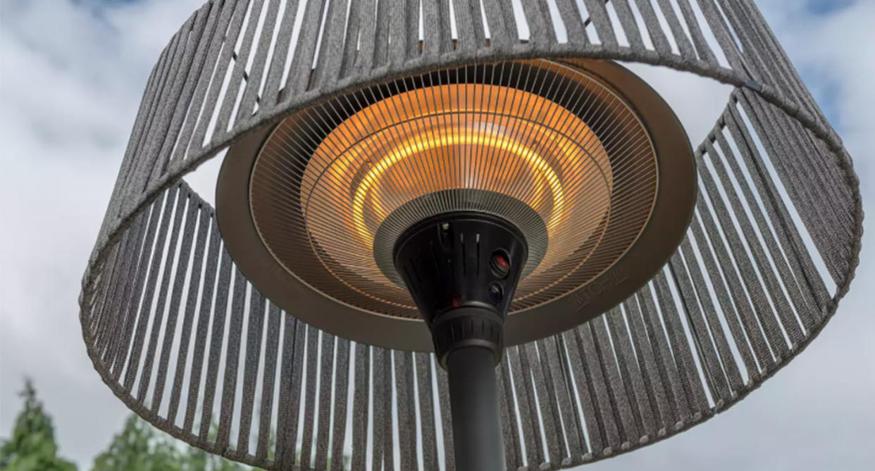 This heater features a modern rope design shade. (Kettler)