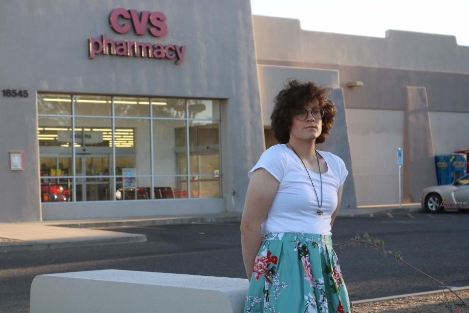 Hilde Hall outside the CVS pharmacy in Fountain Hills, Ariz. (Photo: ACLU of Arizona)