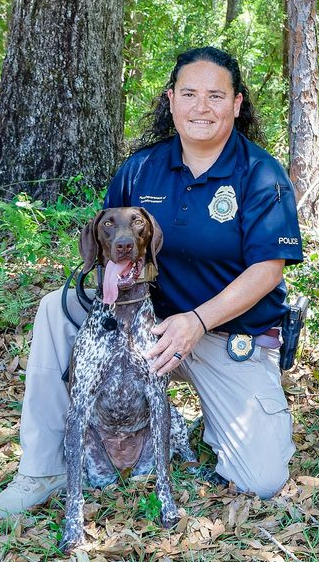 Joze and her handler, Vannessa Carmona, a special agent with the Florida Department of Law Enforcement.