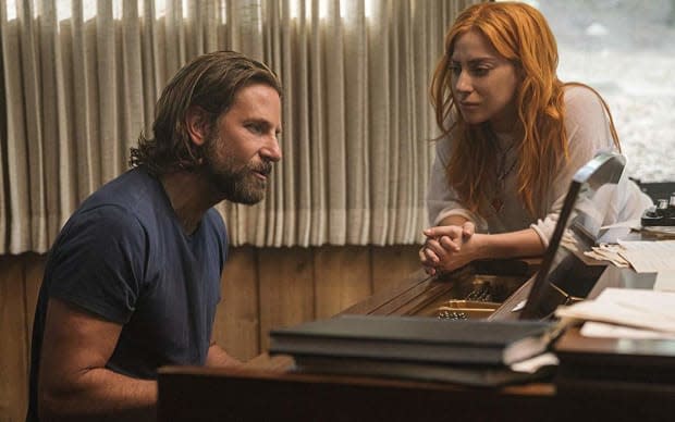 <a href="https://parade.com/1315180/kaigreen/bradley-cooper-girlfriend/" rel="nofollow noopener" target="_blank" data-ylk="slk:Bradley Cooper" class="link ">Bradley Cooper</a> and Lady Gaga in 'A Star Is Born'<p>Warner Bros.</p>