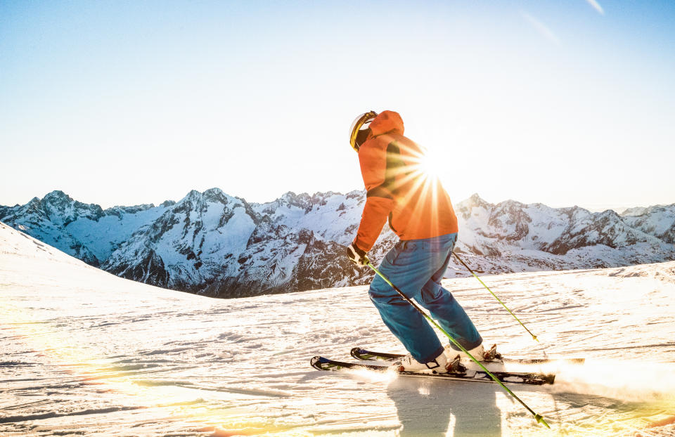 A person skiing.