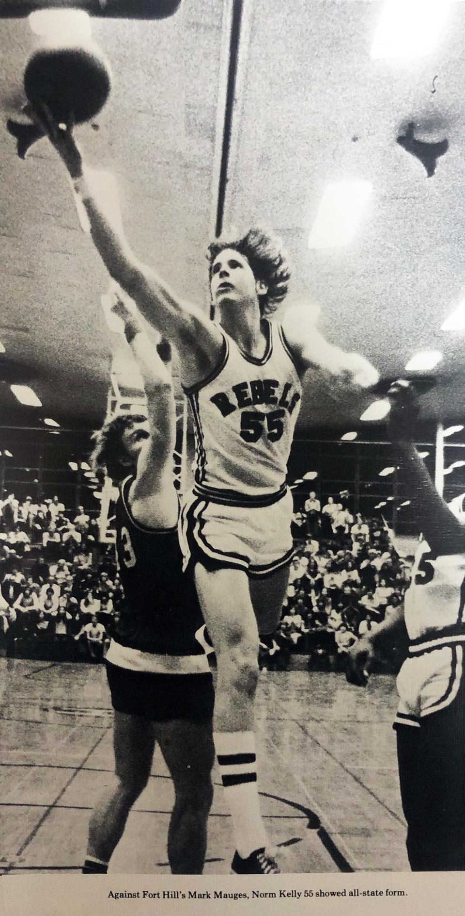 Norm Kelly, a 6-foot-7 center, set the South Hagerstown single-season scoring record (since broken) during the Rebels' 1973-74 state championship season.