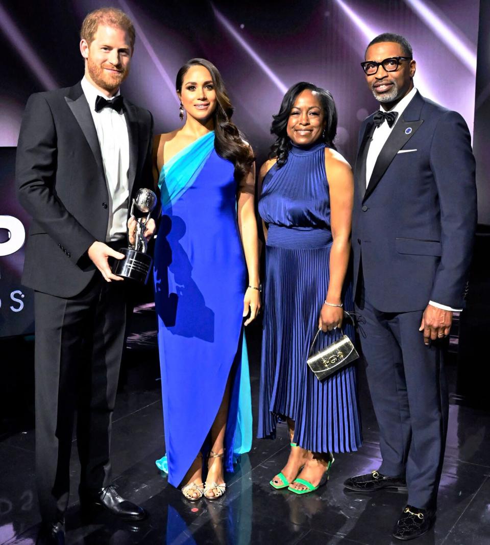 Prince Harry, (L-R), Meghan Markle, Tamika Johnson and Derrick Johnson, President and CEO of the NAACP, at the 53rd NAACP Image Awards Show at The Switch on Saturday, February 26, 2022 in Burbank, CA. Exclusive - NAACP Image Awards, Gala Reception, Los Angeles, California, USA - 26 Feb 2022