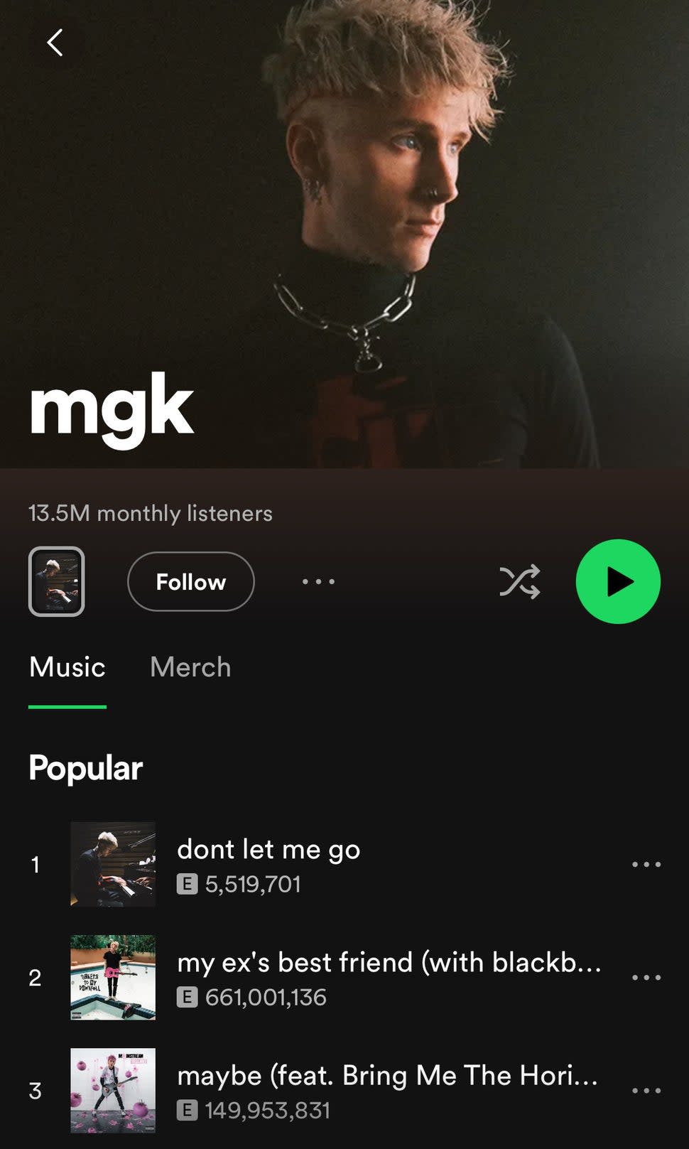 mgk spotify screenshot