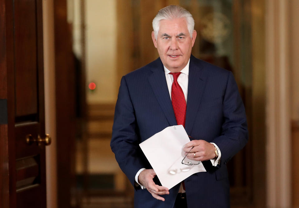 Secretary of State Rex Tillerson walks to a podium before making a statement at the State Department Oct. 4, 2017, in Washington, D.C. (Photo: Win McNamee/Getty Images)