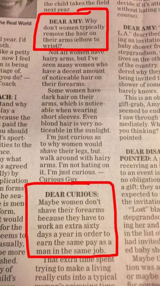 A Man Wrote in to a Newspaper Advice Column to Ask Why Women Don't Shave Their Arms