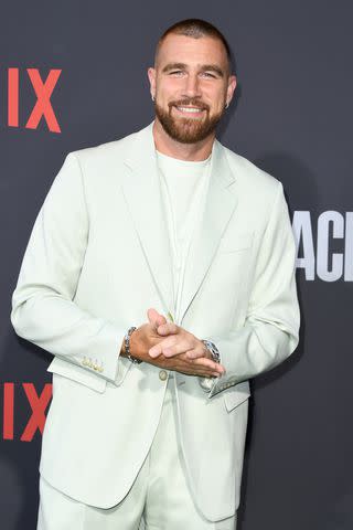 <p>Getty Images</p> Kelce has appeared in a new photo from the set of Ryan Murphy's new series 'Grotesquerie'
