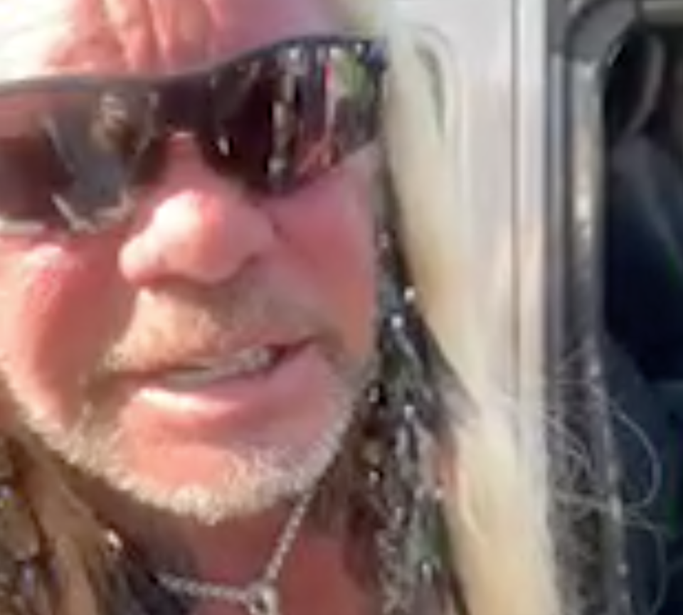 Dog The Bounty Hunter declined to speak to media as he left the Laundrie family home on Saturday (BrianEntin/Twitter)