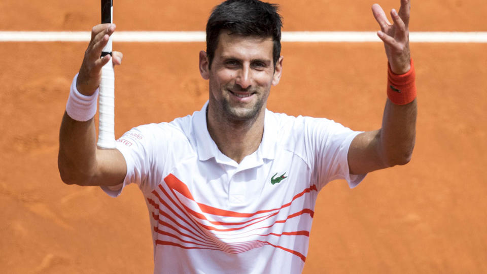 Novak Djokovic celebrates. (Photo by David S. Bustamante/Soccrates/Getty Images)