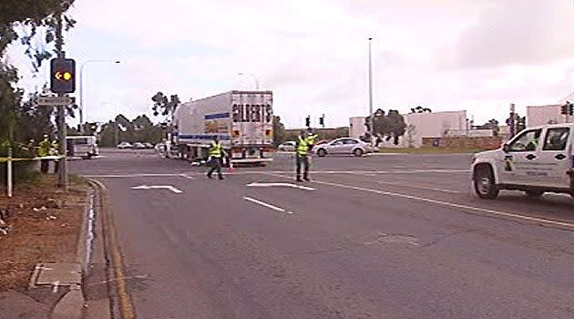 The accident scene at the intersection of Port Wakefield and Montague Rd.