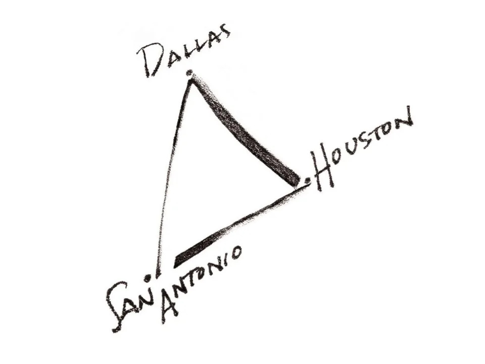 Napkin with Dallas, San Antonio, and Houston