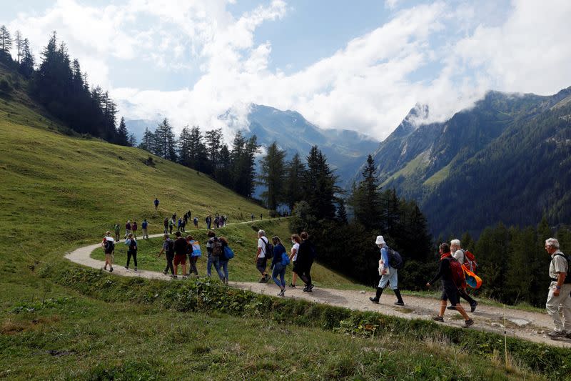 Protest against climate change at Trient Glacier