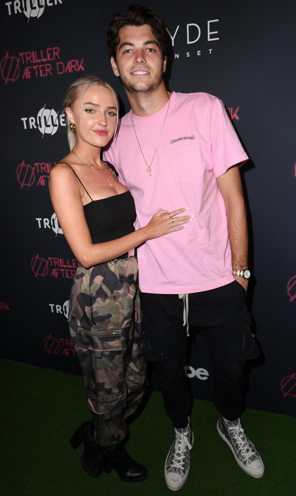 Morgan Riddle and Taylor Fritz attend Triller After Dark on February 13, 2022 in Los Angeles, California