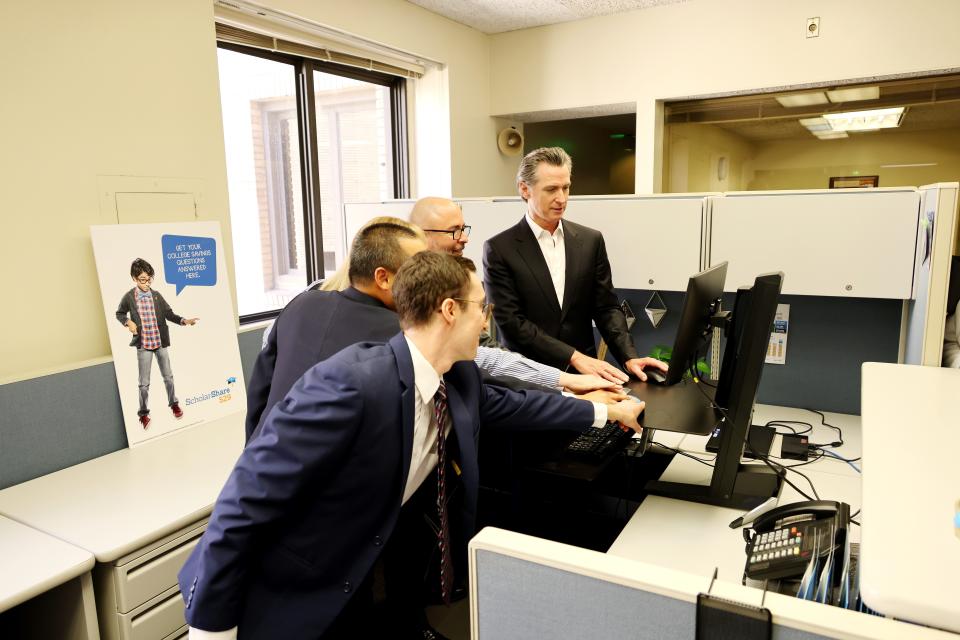 Gov. Gavin Newsom launches CalKIDS at the State Controller's Office on Wednesday, Aug. 10, 2022.