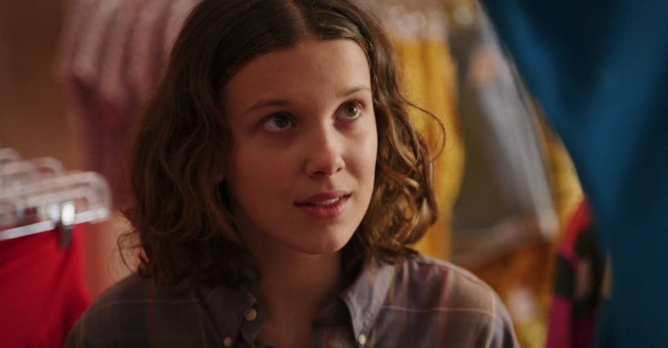 Millie in "Stranger Things" in an '80s outfit