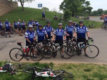 From left to right, Jorge Torres, John Camarca, James DePonte, Paul Perez, Darren McConnell and Mike Zadlock of the Red Bank Police Department participate in the 2014 Police Unity Tour.