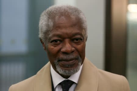 Chair of the Africa Progress Panel, Kofi Annan, arrives for the media launch of the Africa Progress Report 2014 in London May 8, 2014. REUTERS/Stefan Wermuth