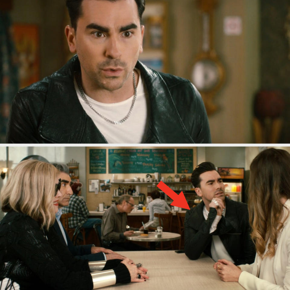 Levy wearing Rick Owens jacket in "Schitt's Creek" pilot episode