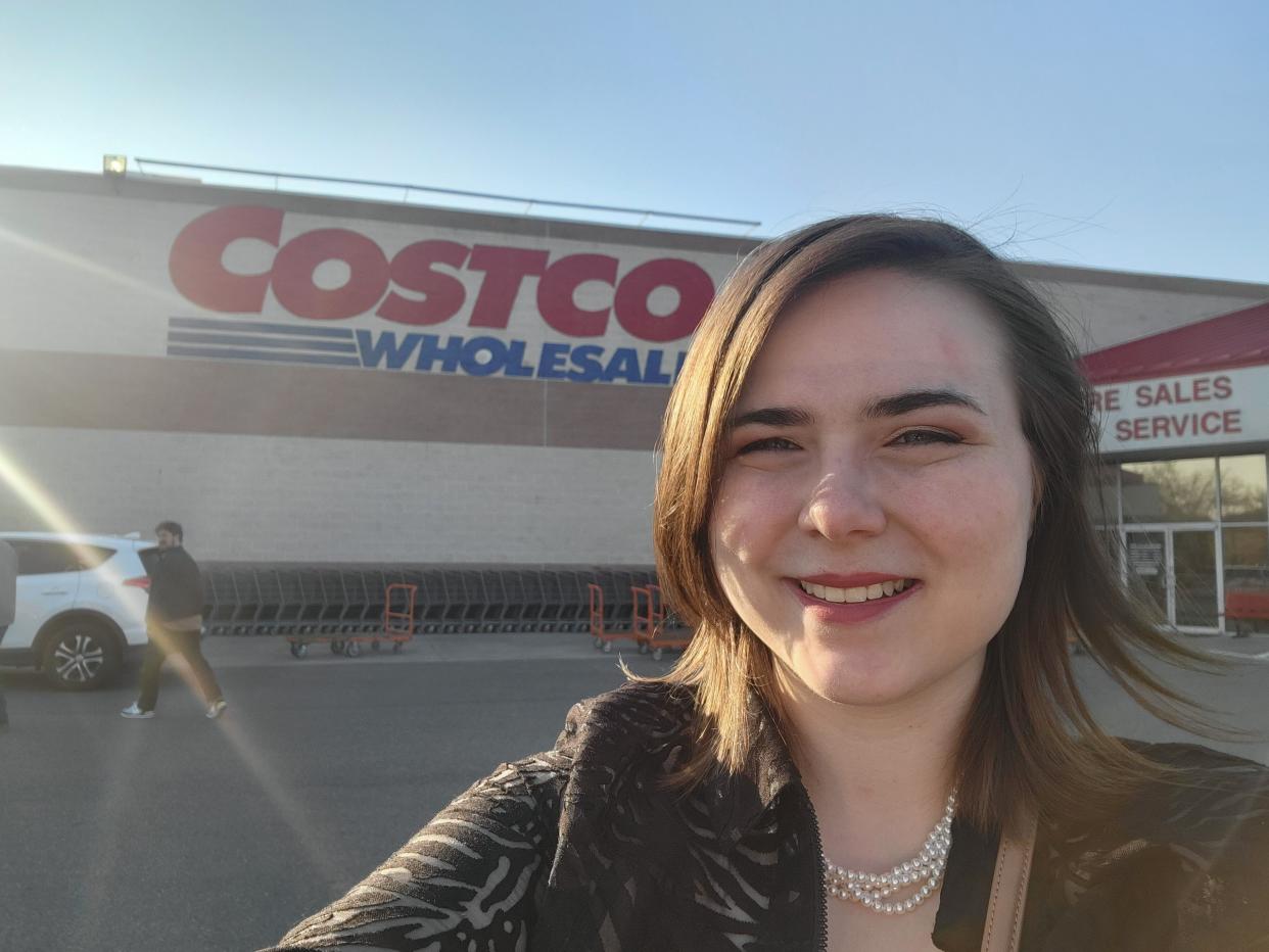 Gretchen Gales in front of Costco