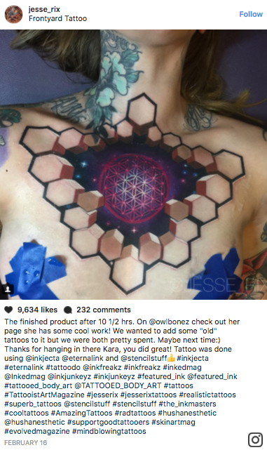 A new body art trend, as seen on Instagram, involves playing with shading to create the illusion of 3-D tattoos.