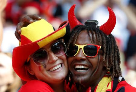 Soccer Football - World Cup - Group G - Belgium vs Tunisia - Spartak Stadium, Moscow, Russia - June 23, 2018 Belgium fans inside the stadium before the match REUTERS/Christian Hartmann