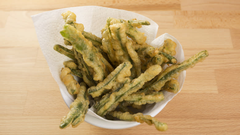 Bowl of fried green beans