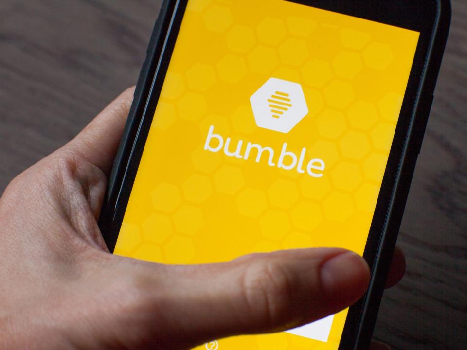 The Bumble app on an iPhone.