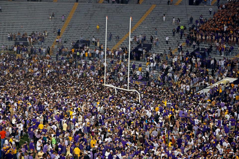 LSU fans, like Tennessee fans a few weeks earlier, stormed the field after beating Alabama last week in Baton Rouge.