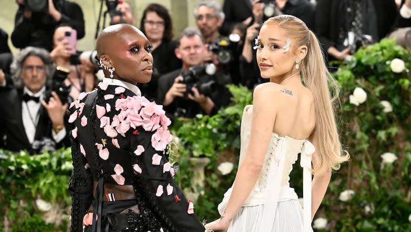 Cynthia Erivo, left, and Ariana Grande attend The Metropolitan Museum of Art's Costume Institute benefit gala celebrating the opening of the "Sleeping Beauties: Reawakening Fashion" exhibition on Monday, May 6, 2024, in New York. Erivo and Grande star in the upcoming "Wicked" movie.