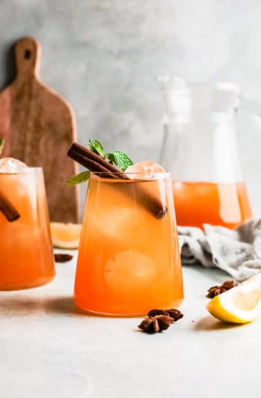 <p>The Cookie Rookie</p><p>Made with homemade pumpkin simple syrup and seasoned with pumpkin pie spice, this whisky cocktail is one cozy drink.</p><p><strong>Get the recipe: <a href="https://www.thecookierookie.com/pumpkin-whiskey-smash-cocktail/" rel="nofollow noopener" target="_blank" data-ylk="slk:Pumpkin Whiskey Smash Cocktail;elm:context_link;itc:0;sec:content-canvas" class="link rapid-noclick-resp">Pumpkin Whiskey Smash Cocktail</a></strong></p>