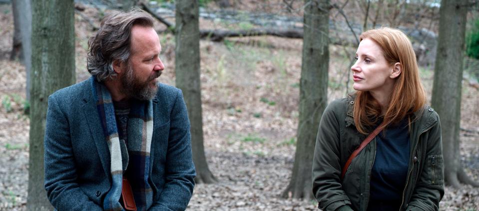 Jessica Chastain, right, suggested Peter Sarsgaard for "Memory": "I knew he would challenge me as an actor."