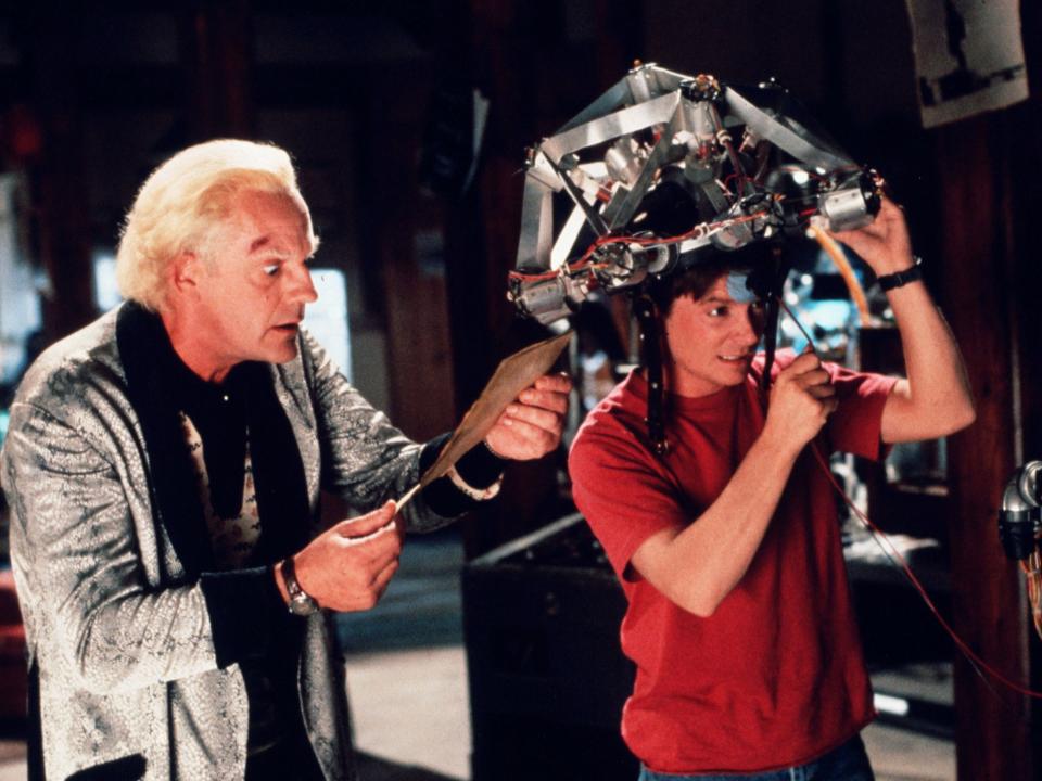 Michael J Fox and Christopher Loyd in ‘Back to the Future’Rex Features