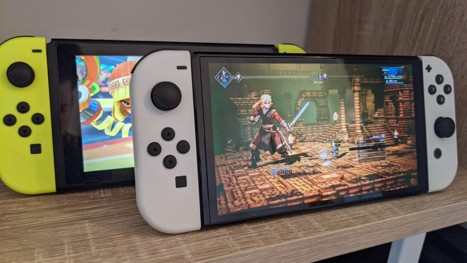 Nintendo Switch OLED side by side with old Switch