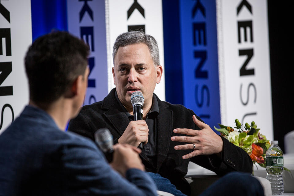 David Sacks speaks during the Token Summit in New York on May 17, 2018. (Alex Flynn / Bloomberg via Getty Images file)