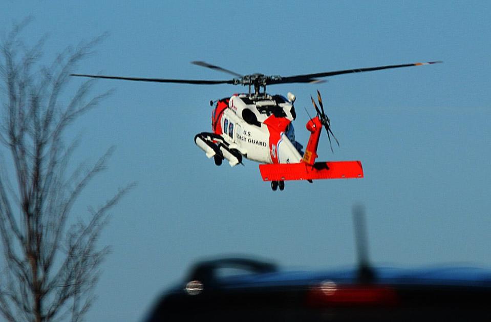 The Coast Guard said a helicopter was deployed in the search for a missing fisherman out of Kennebunkport, Maine.