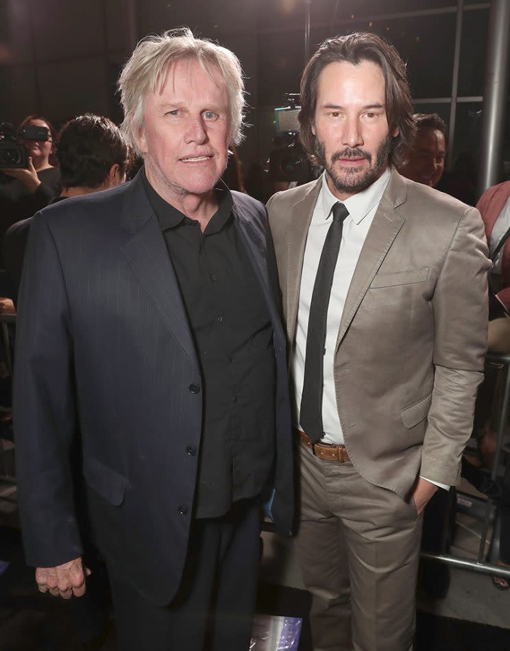 Gary Busey and Keanu Reeves on Jan. 30. (Photo: Todd Williamson/Getty Images)