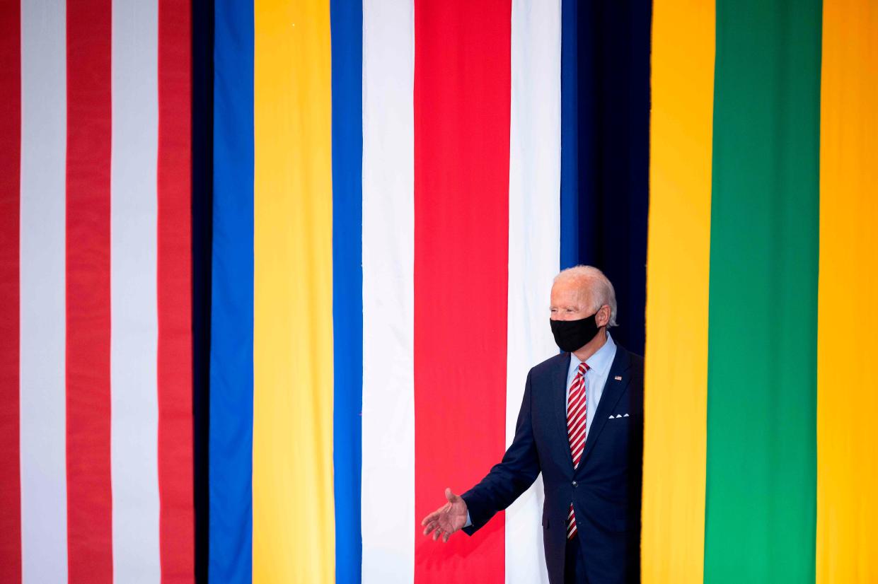 Joe Biden, the Democratic presidential nominee, in Florida on Tuesday  (AFP via Getty Images)